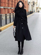 Black winter cashmere long coat - FashionByTeresa